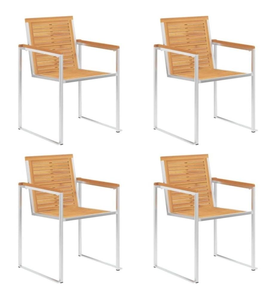 Gartenstühle 4 Stk. mit Kissen Massivholz Teak