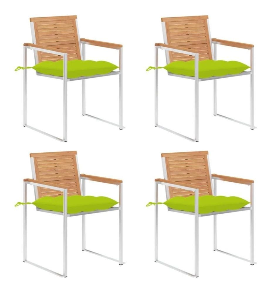 Gartenstühle 4 Stk. mit Kissen Massivholz Teak