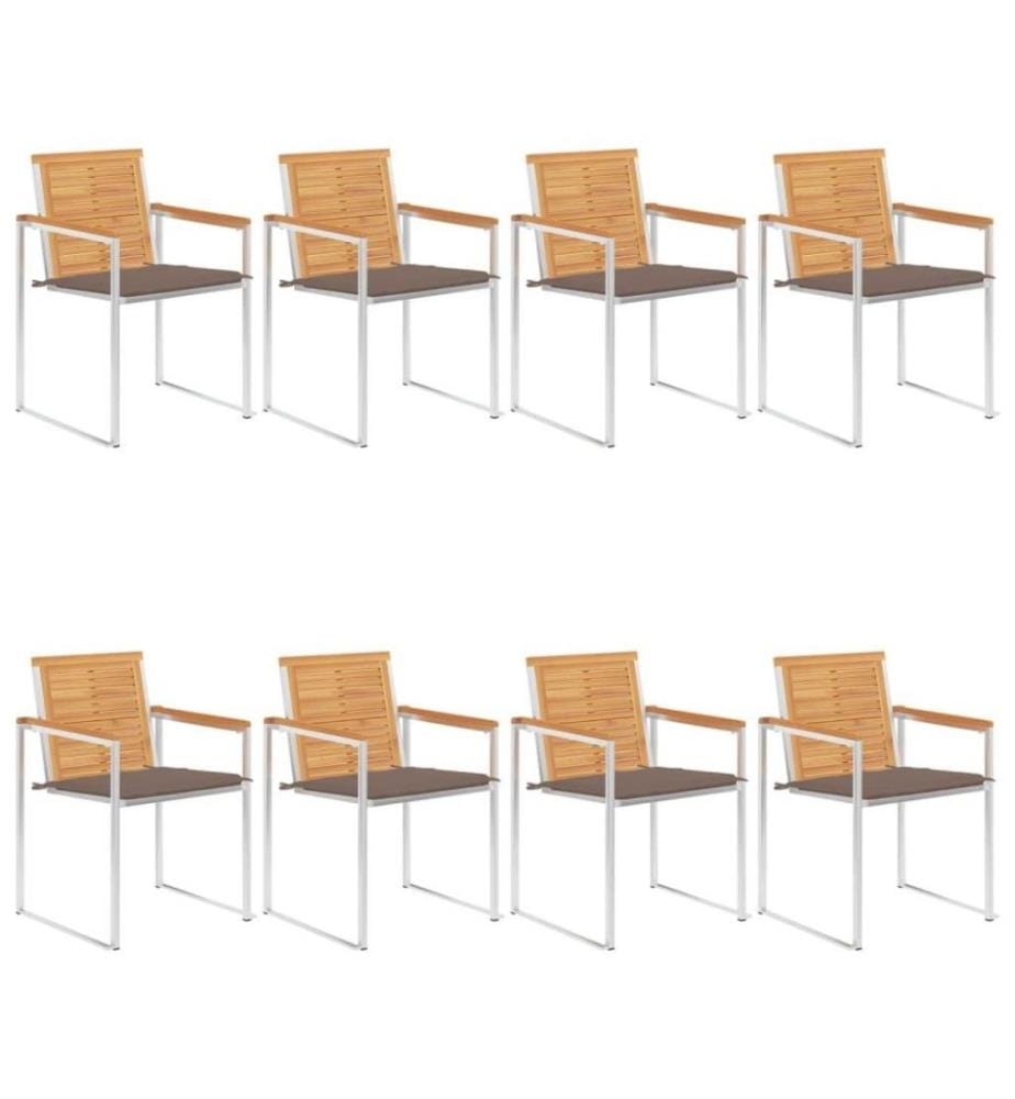 Gartenstühle 8 Stk. mit Kissen Massivholz Teak