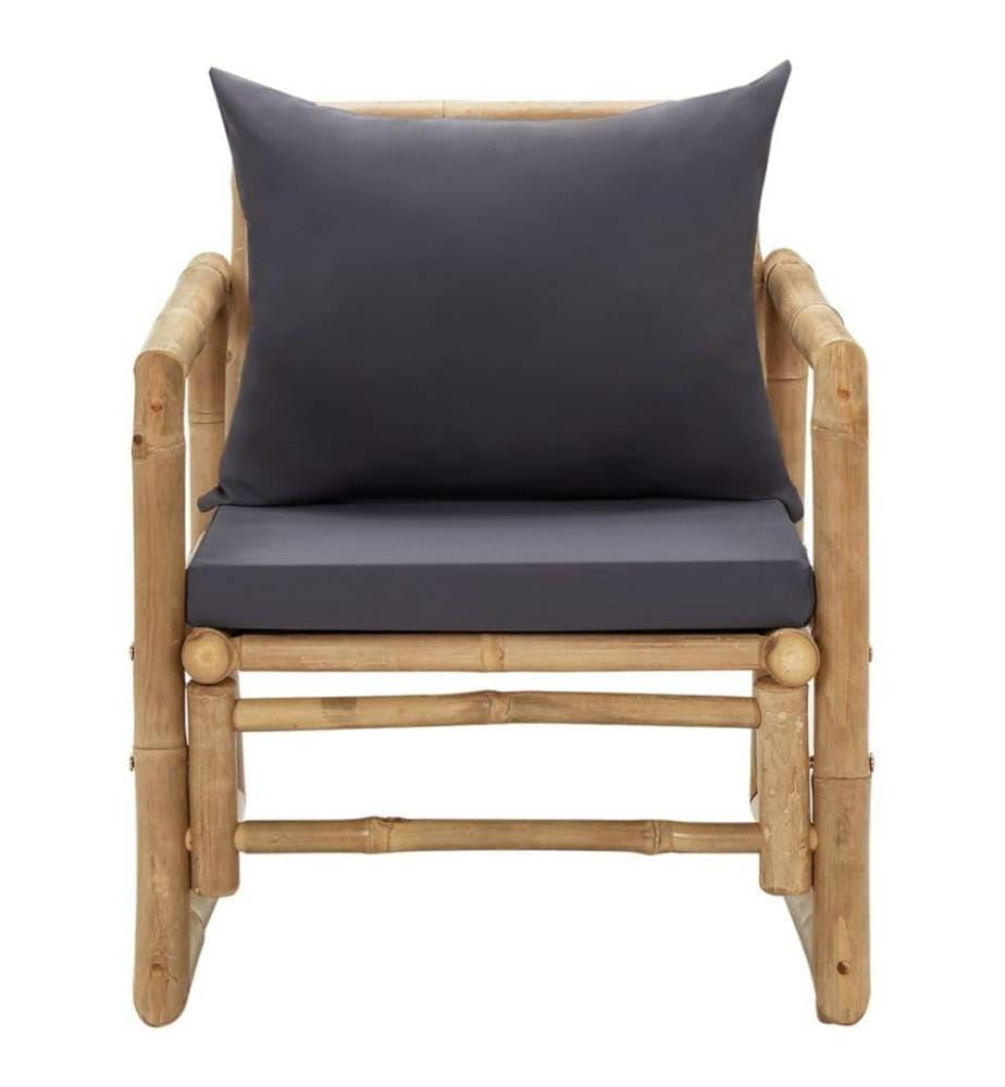 Chaises de jardin avec coussins 2 pcs Bambou