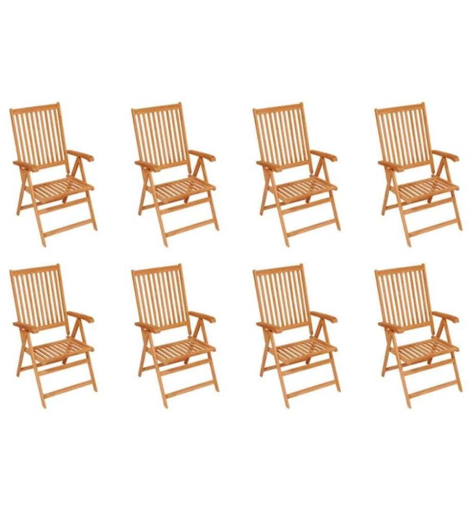 Garten-Liegestühle mit Kissen 8 Stk. Massivholz Teak