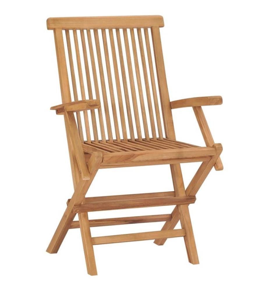 Gartenstühle mit Cremeweissen Kissen 8 Stk. Massivholz Teak