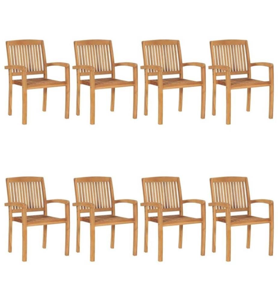 Stapelbare Gartenstühle mit Kissen 8 Stk. Massivholz Teak