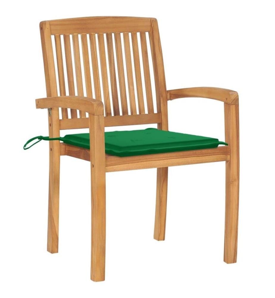 Stapelbare Gartenstühle mit Kissen 8 Stk. Massivholz Teak