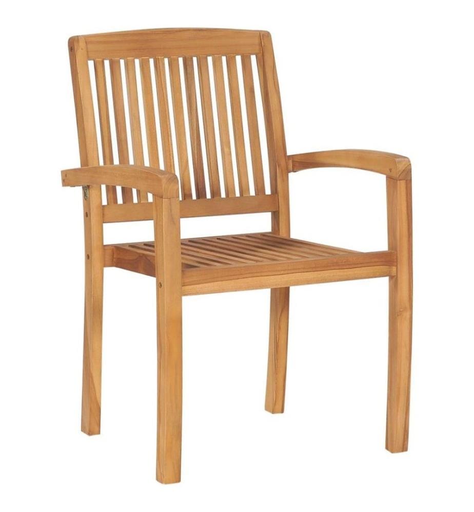 Stapelbare Gartenstühle mit Kissen 8 Stk. Massivholz Teak