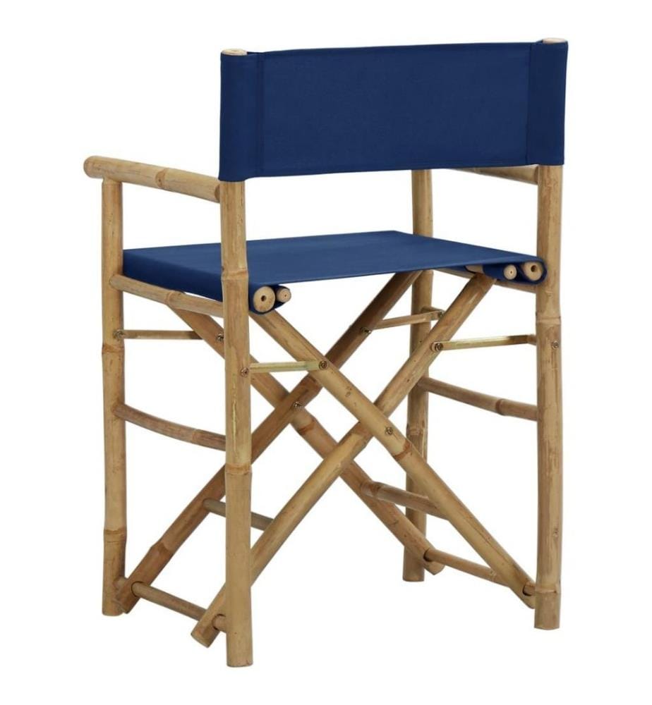 Klappbare Regiestühle 2 Stk. Blau Bambus und Stoff
