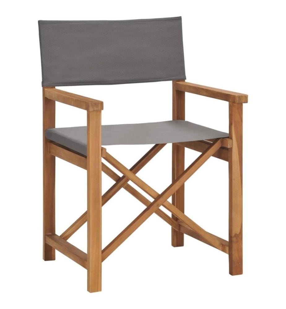 Regiestuhl Massivholz Teak Grau
