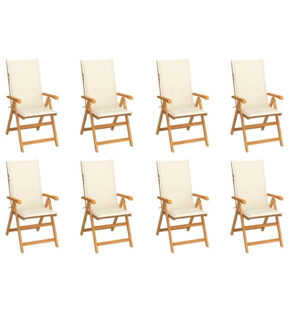 Garten-Liegestühle mit Kissen 8 Stk. Massivholz Teak