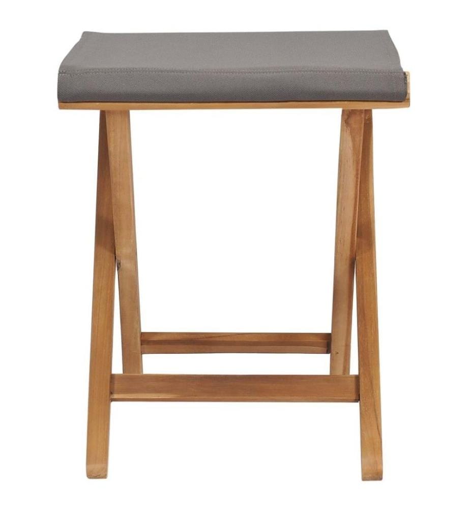 Chaises pliables 2 pcs Bois de teck solide et tissu Gris foncé