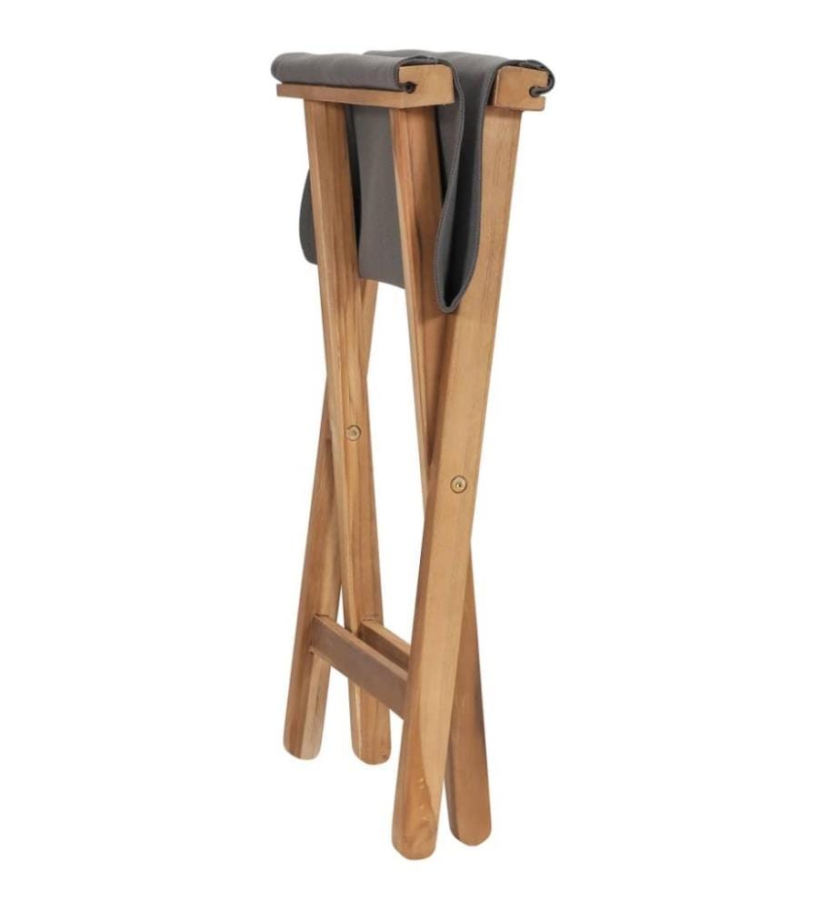 Chaises pliables 2 pcs Bois de teck solide et tissu Gris foncé
