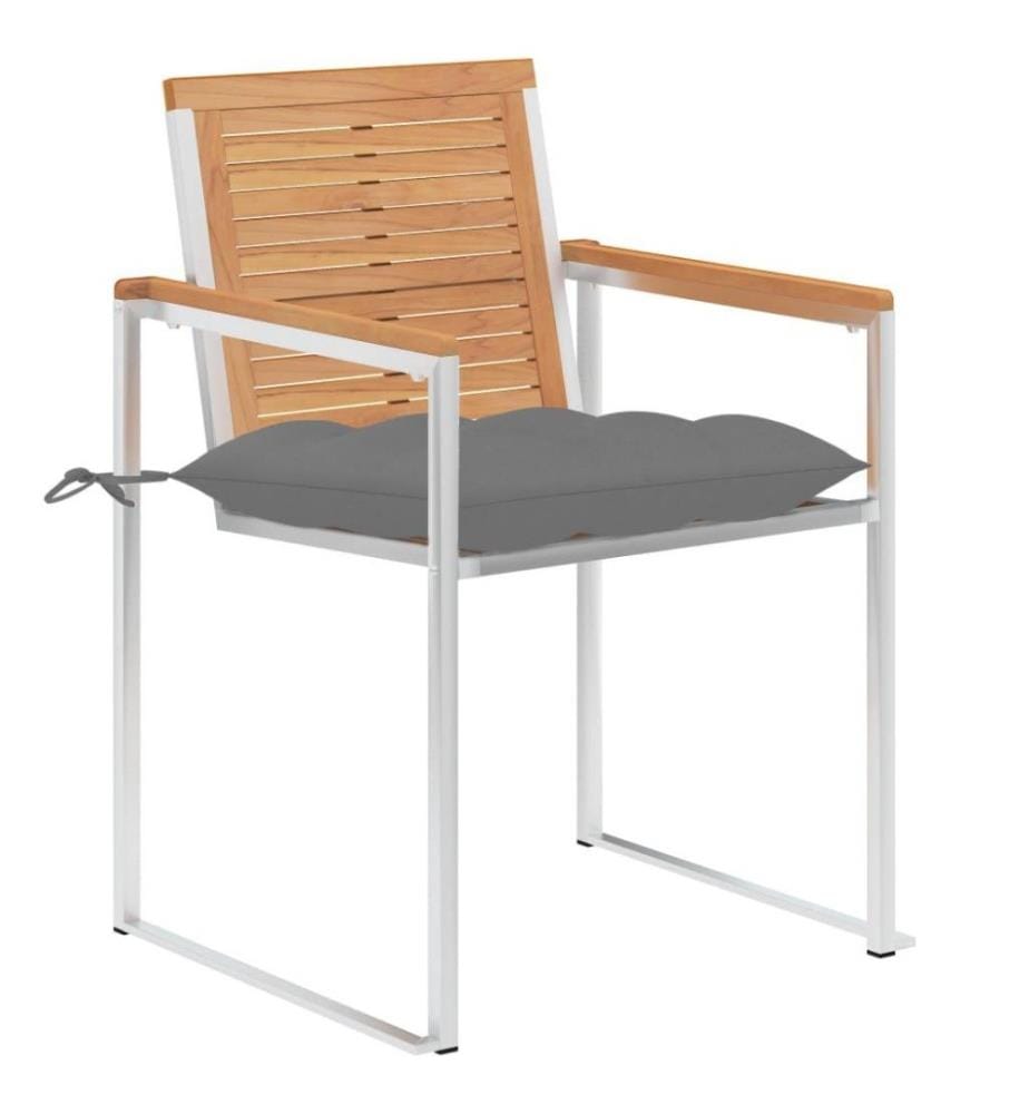 Gartenstühle mit Kissen 2 Stk. Massivholz Teak und Stahl