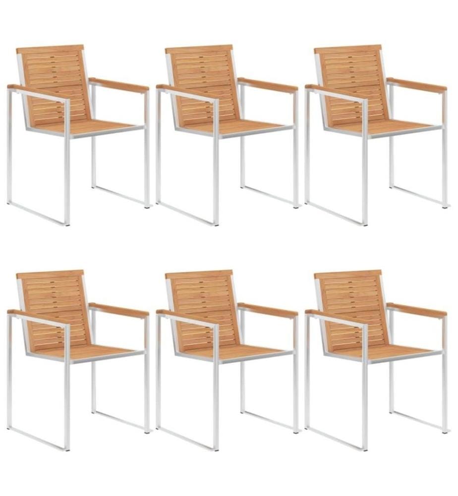 Gartenstühle 6 Stk. mit Kissen Massivholz Teak