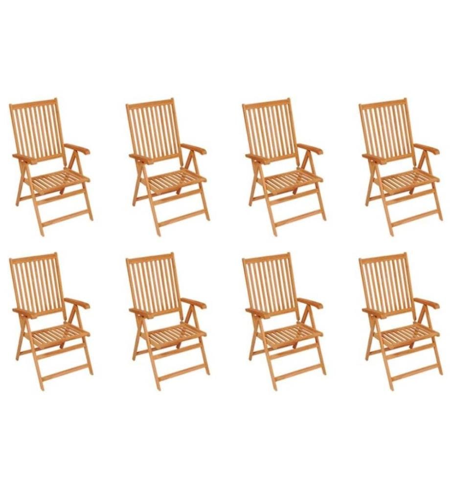 Garten-Liegestühle mit Kissen 8 Stk. Massivholz Teak