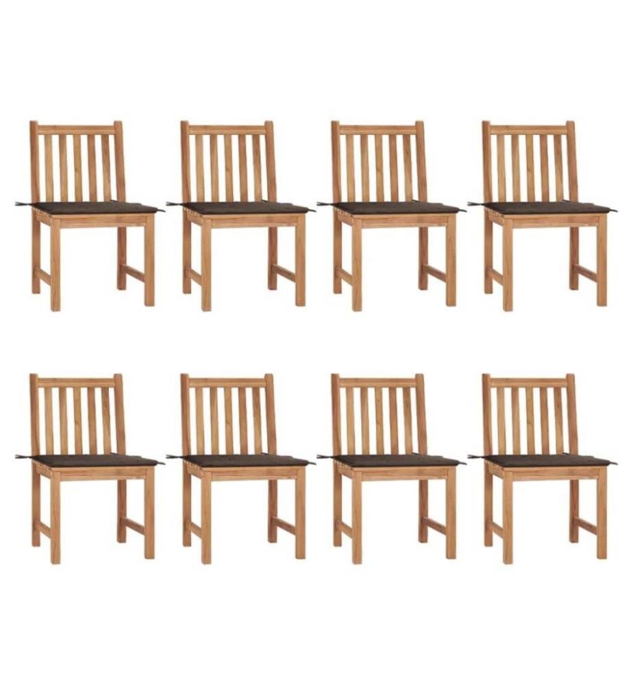 Gartenstühle 8 Stk. mit Kissen Massivholz Teak