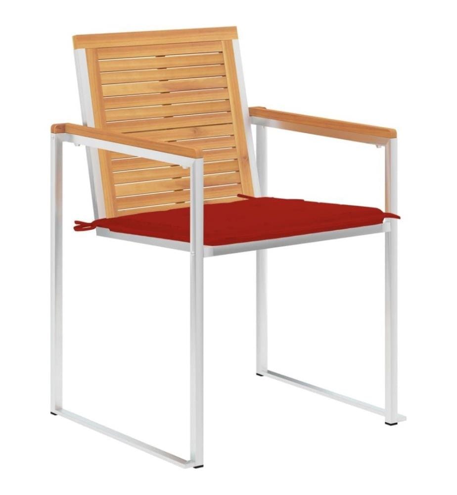 Gartenstühle mit Kissen 2 Stk. Massivholz Teak und Stahl