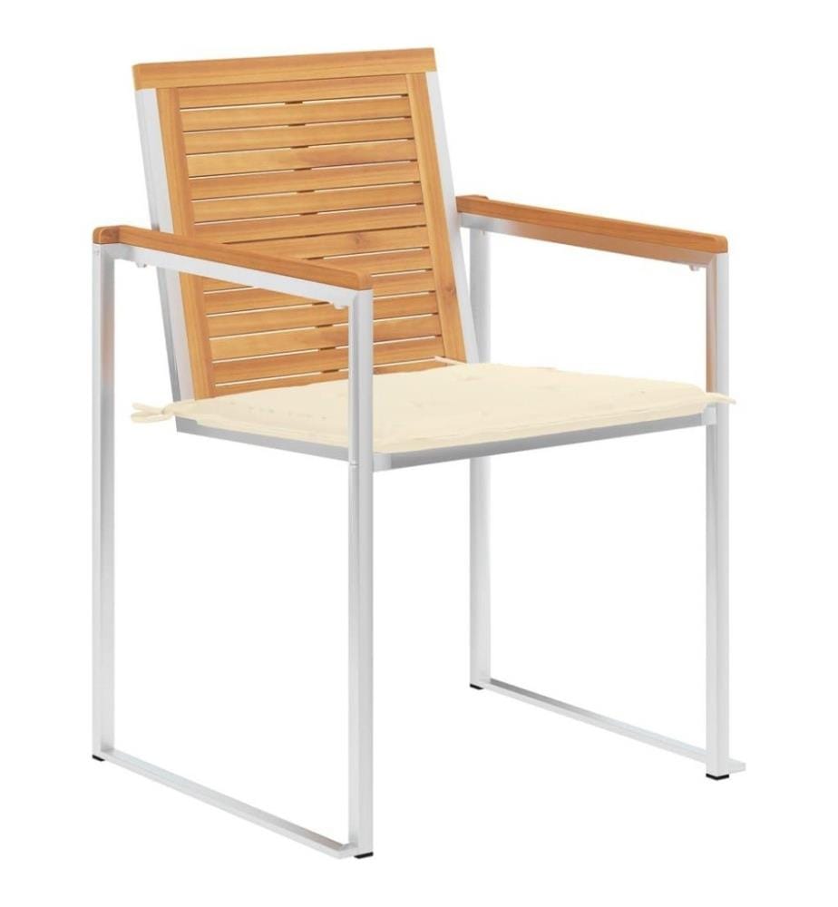 4 Stk. Gartenstühle mit Kissen Massivholz Teak