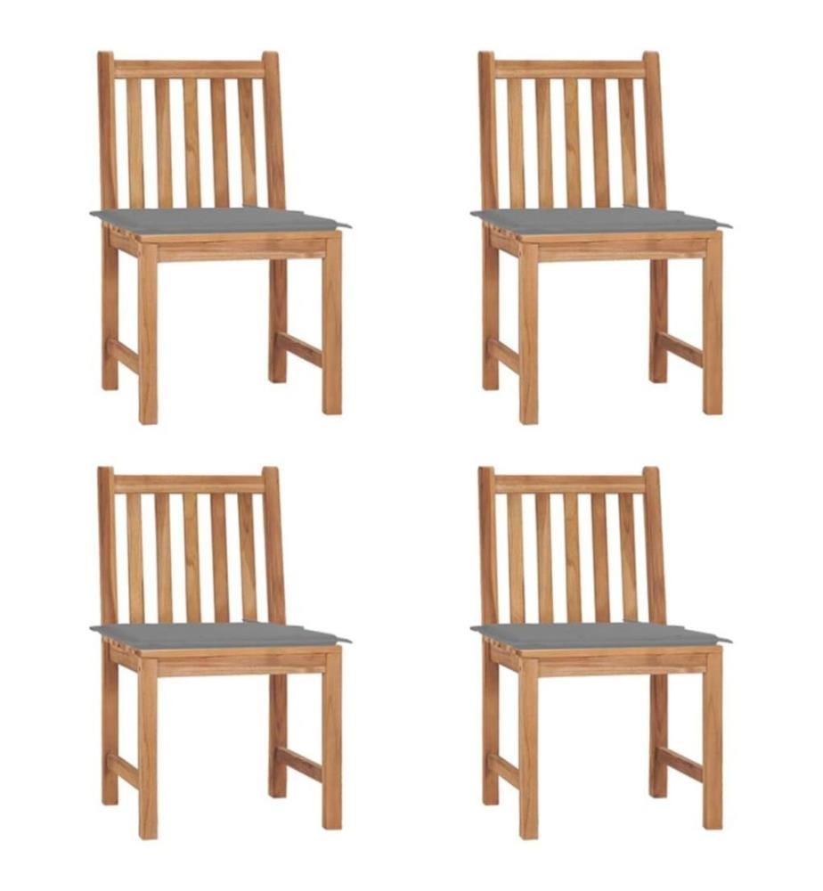 Gartenstühle 4 Stk. mit Kissen Massivholz Teak