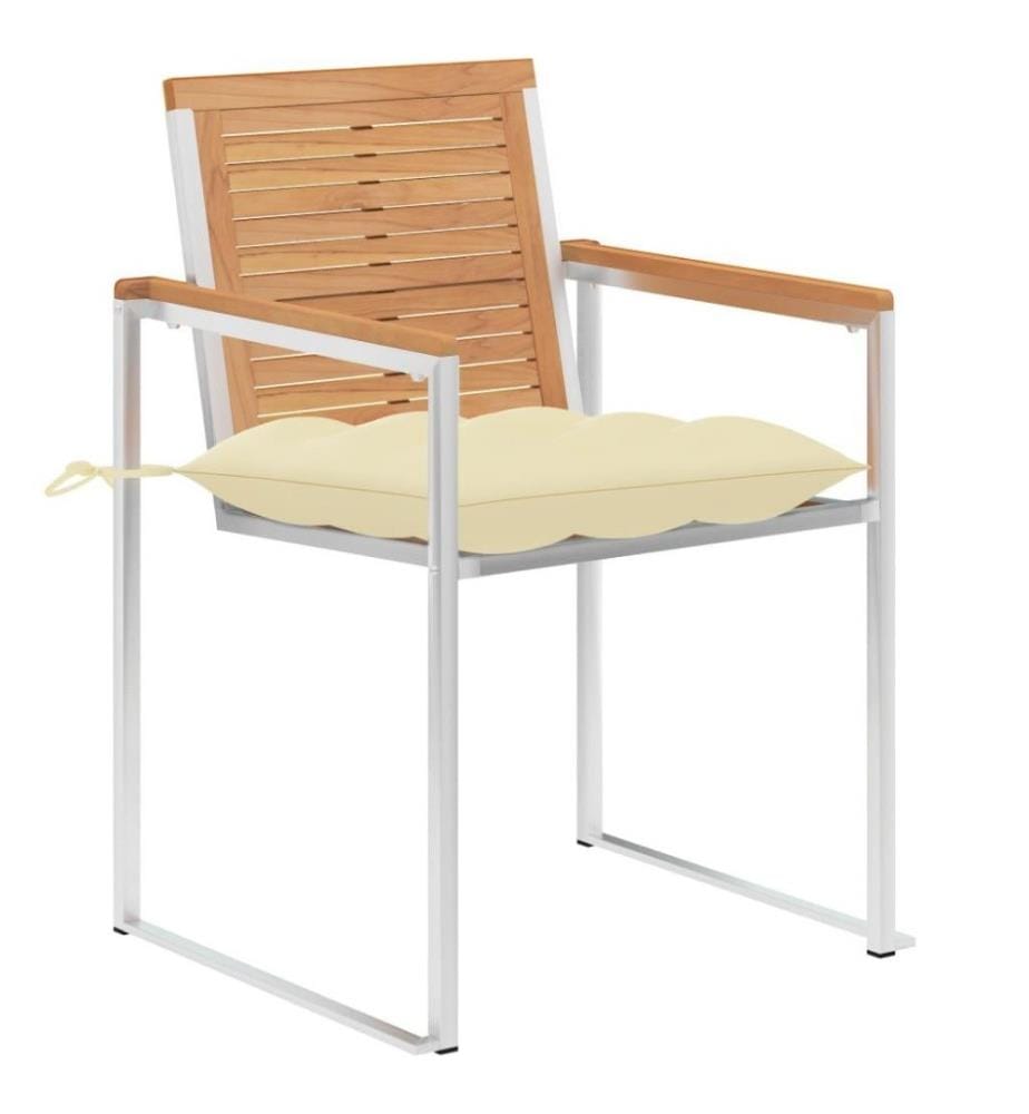Gartenstühle mit Kissen 2 Stk. Massivholz Teak und Stahl