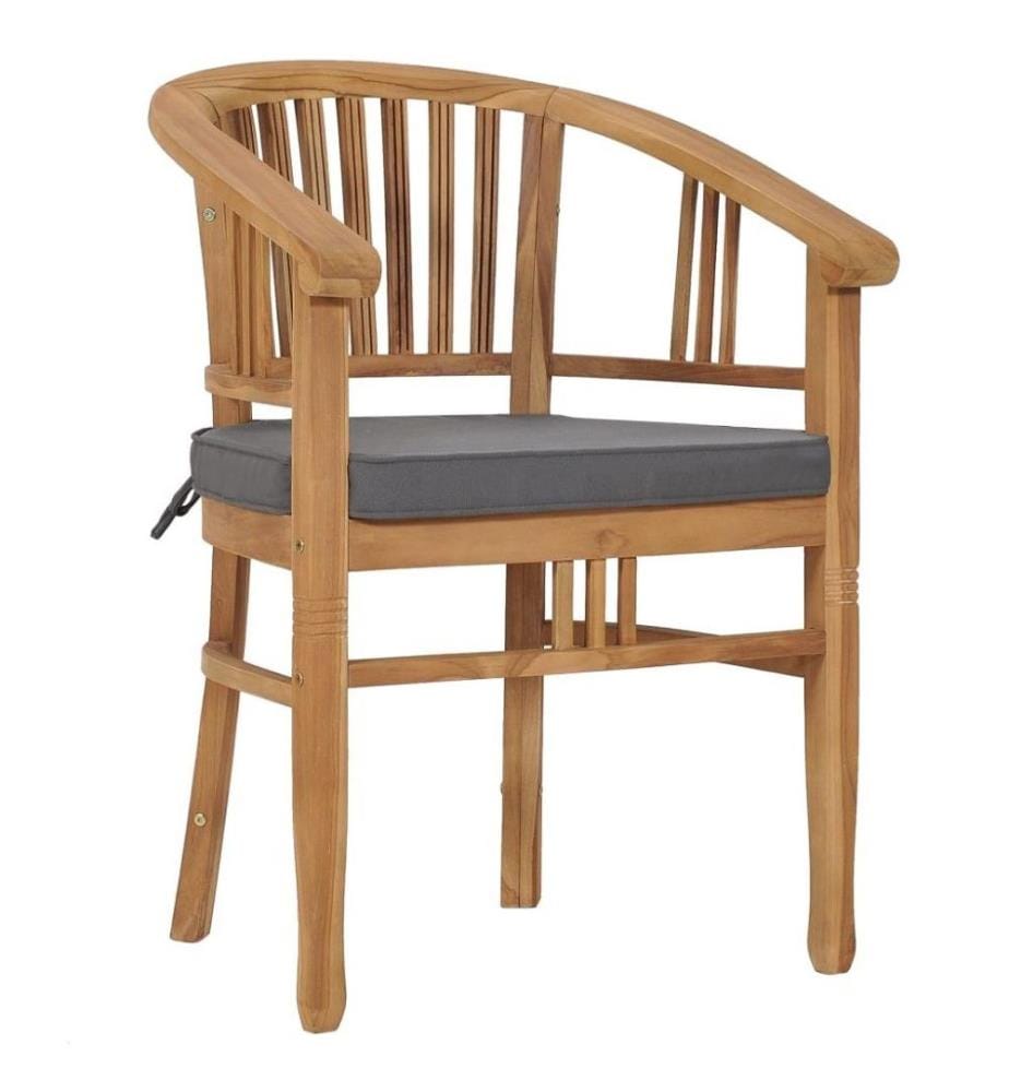Gartenstühle mit Kissen 2 Stk. Teak Massivholz