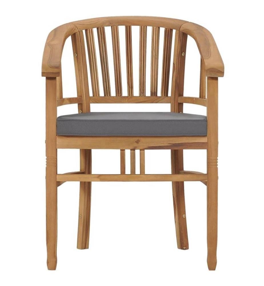 Gartenstühle mit Kissen 2 Stk. Teak Massivholz