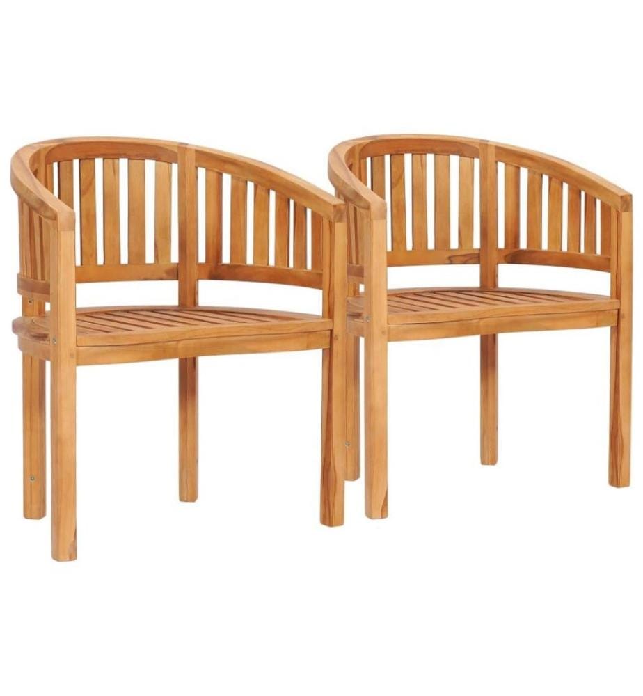 Chaises en forme de banane 2 pcs Bois de teck solide
