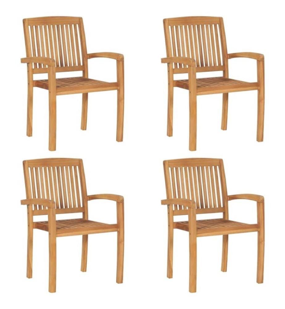 Stapelbare Gartenstühle mit Kissen 4 Stk. Massivholz Teak