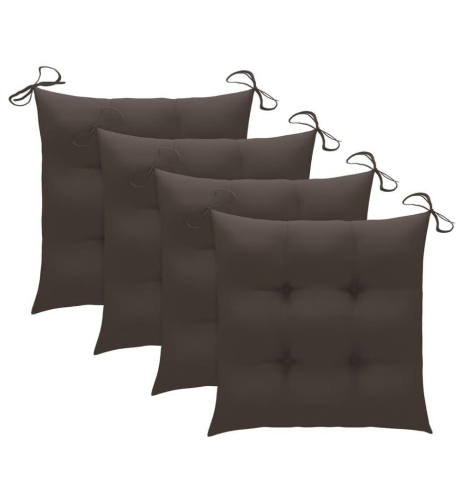 Chaises de jardin avec coussins taupe 4 pcs Bois de teck massif