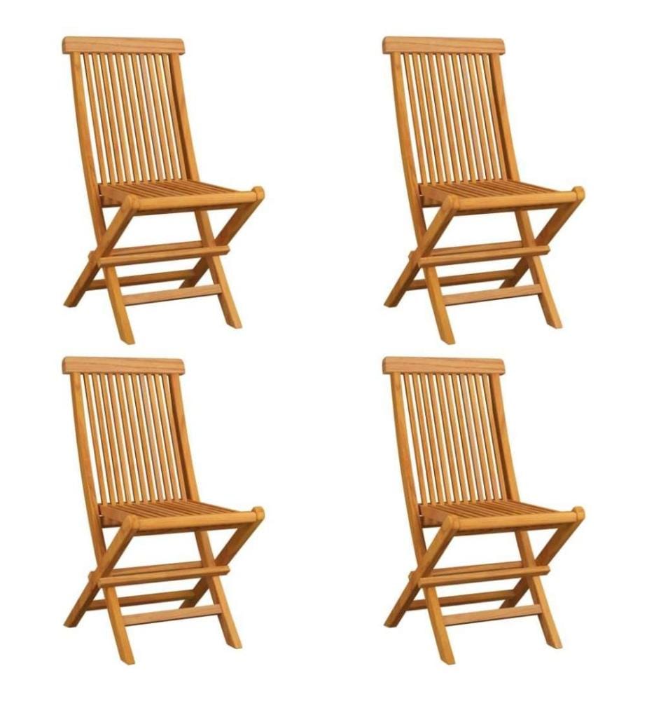 Gartenstühle mit Anthrazit Kissen 4 Stk. Massivholz Teak