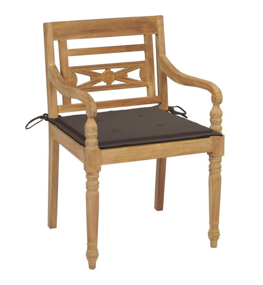 Batavia-Stühle mit Kissen 8 Stk. Massivholz Teak
