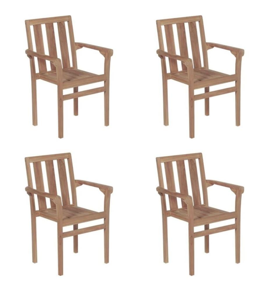 Stapelbare Gartenstühle mit Kissen 4 Stk. Massivholz Teak