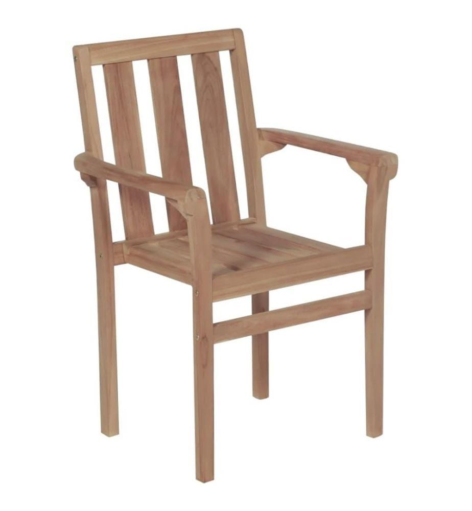 Stapelbare Gartenstühle mit Kissen 4 Stk. Massivholz Teak