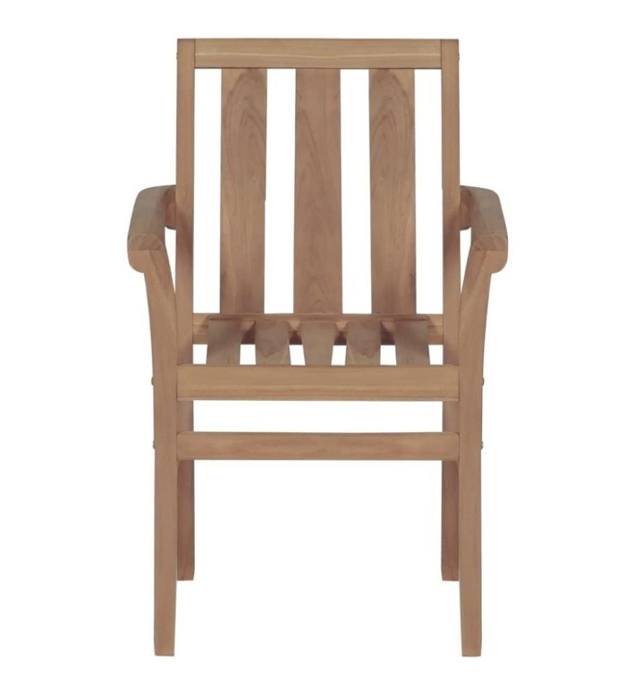 Stapelbare Gartenstühle mit Kissen 4 Stk. Massivholz Teak