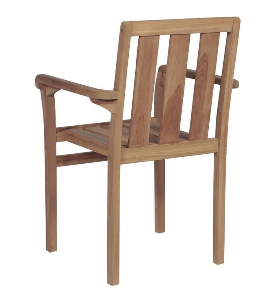 Stapelbare Gartenstühle mit Kissen 6 Stk. Massivholz Teak