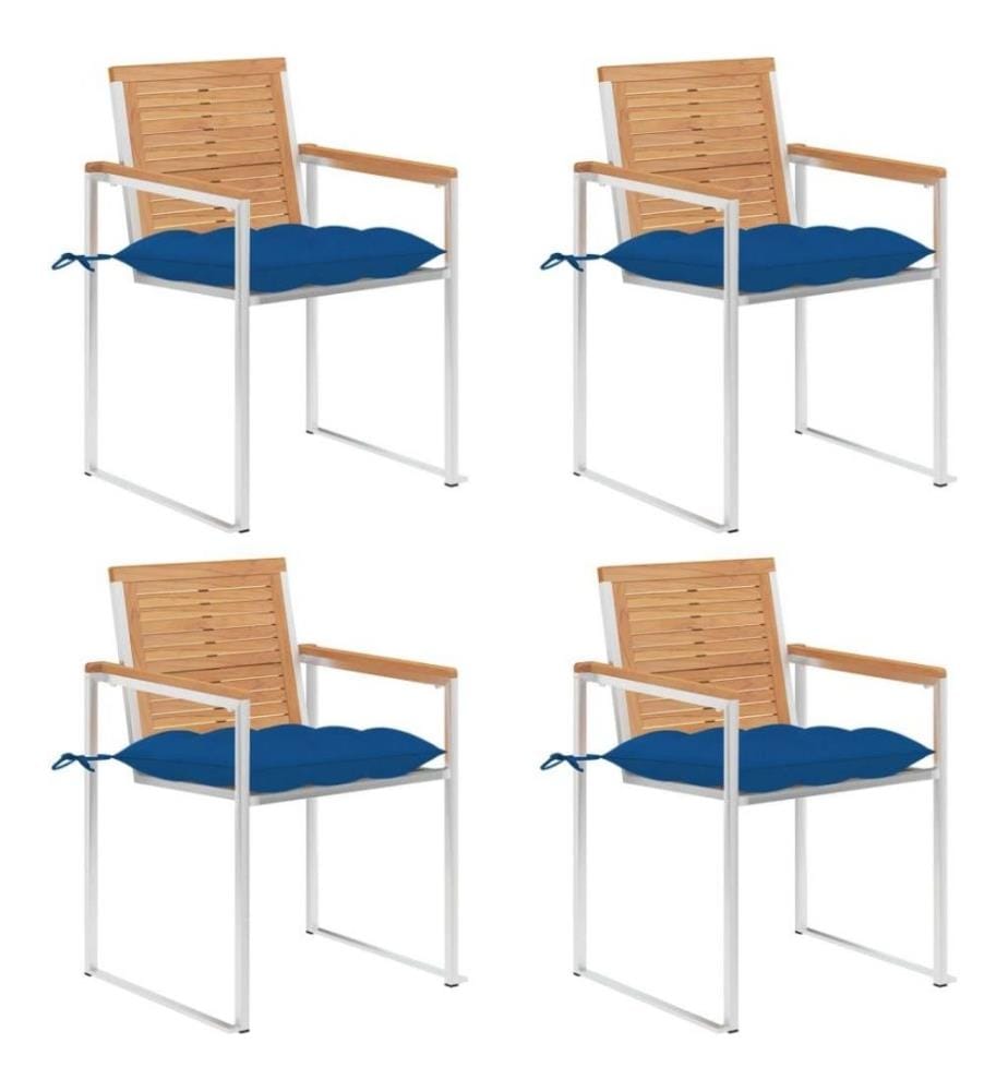 Gartenstühle 4 Stk. mit Kissen Massivholz Teak