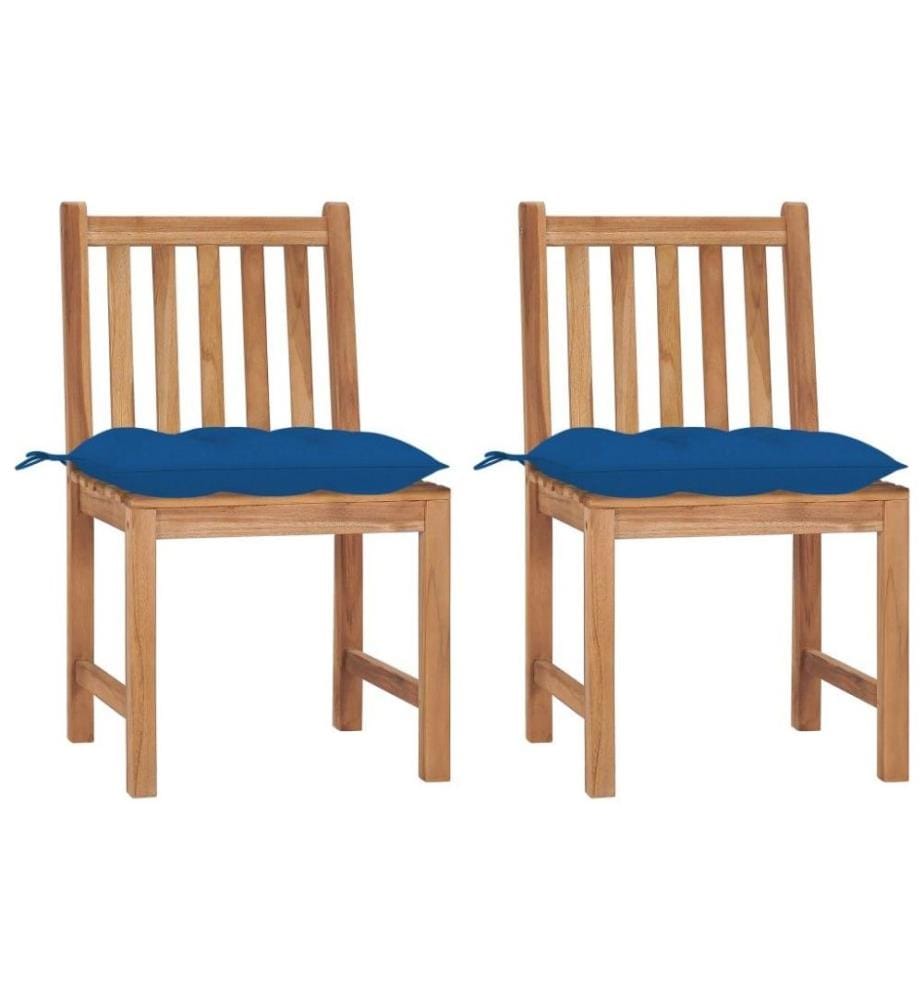Gartenstühle 2 Stk. mit Kissen Massivholz Teak