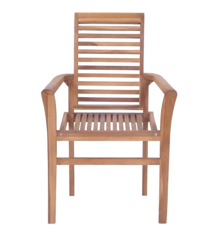 Essstühle 4 Stk. mit Anthrazit Kissen Massivholz Teak