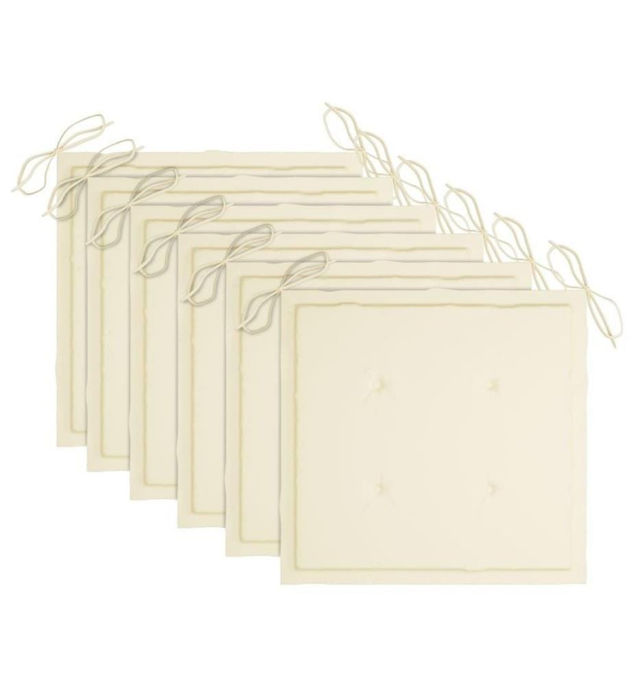 Gartenstühle 6 Stk. mit Creme Kissen Massivholz Teak