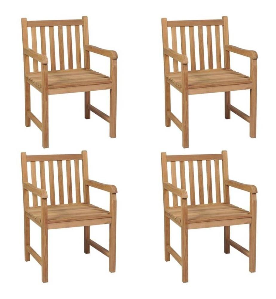 Gartenstühle 4 Stk. mit Anthrazit Kissen Massivholz Teak