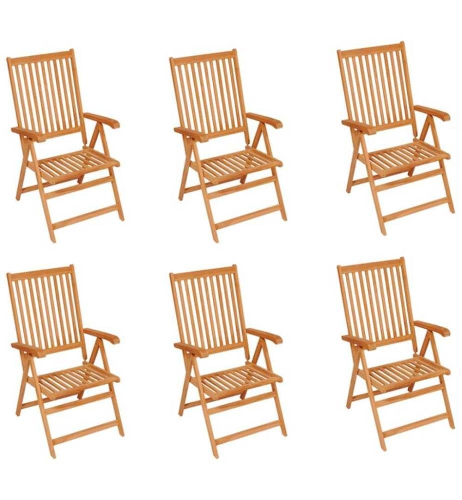 Gartenstühle 6 Stk. mit Anthrazit Kissen Massivholz Teak