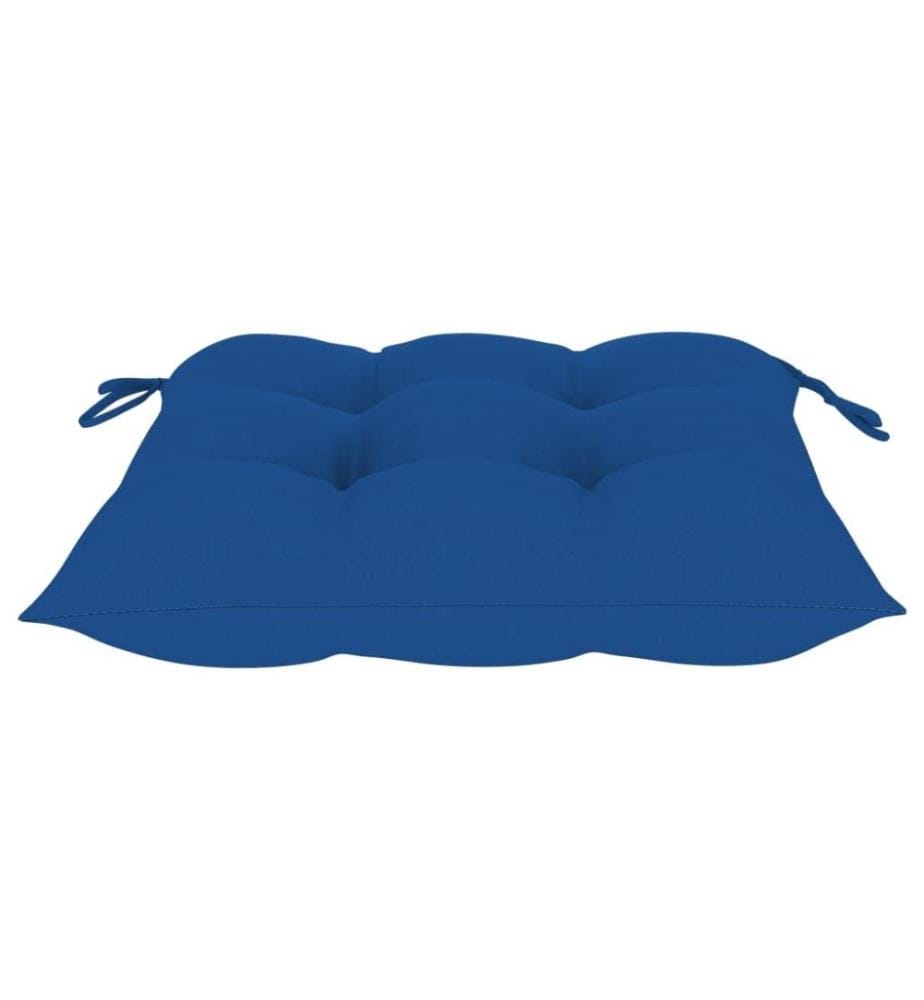 Chaises de jardin avec coussins bleu 4 pcs Bois de teck massif