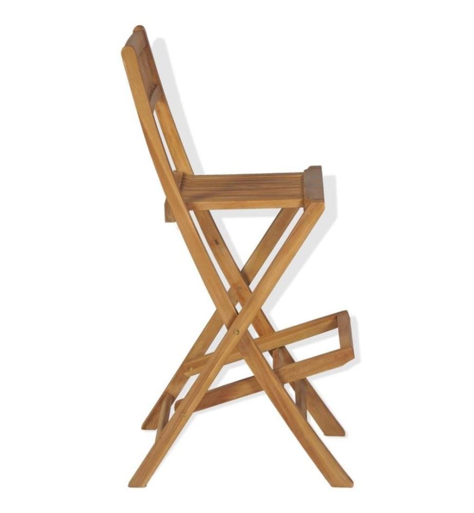 Tabourets pliables de bar d'extérieur 2 pcs Bois de teck solide