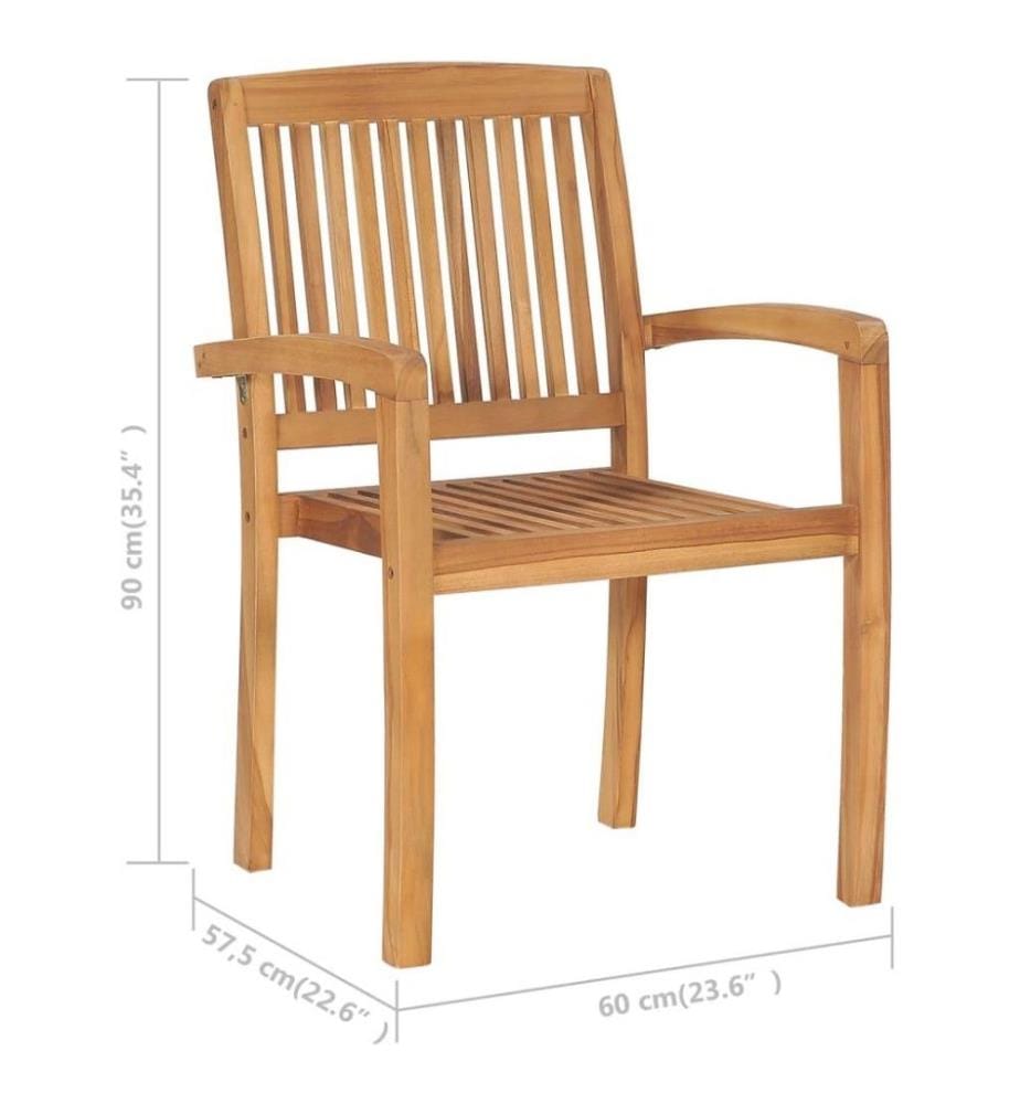 Chaises de jardin empilables 6 pcs Bois de teck solide
