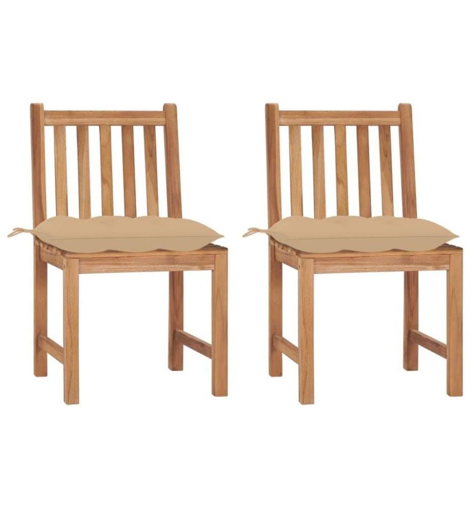 Gartenstühle 2 Stk. mit Kissen Massivholz Teak