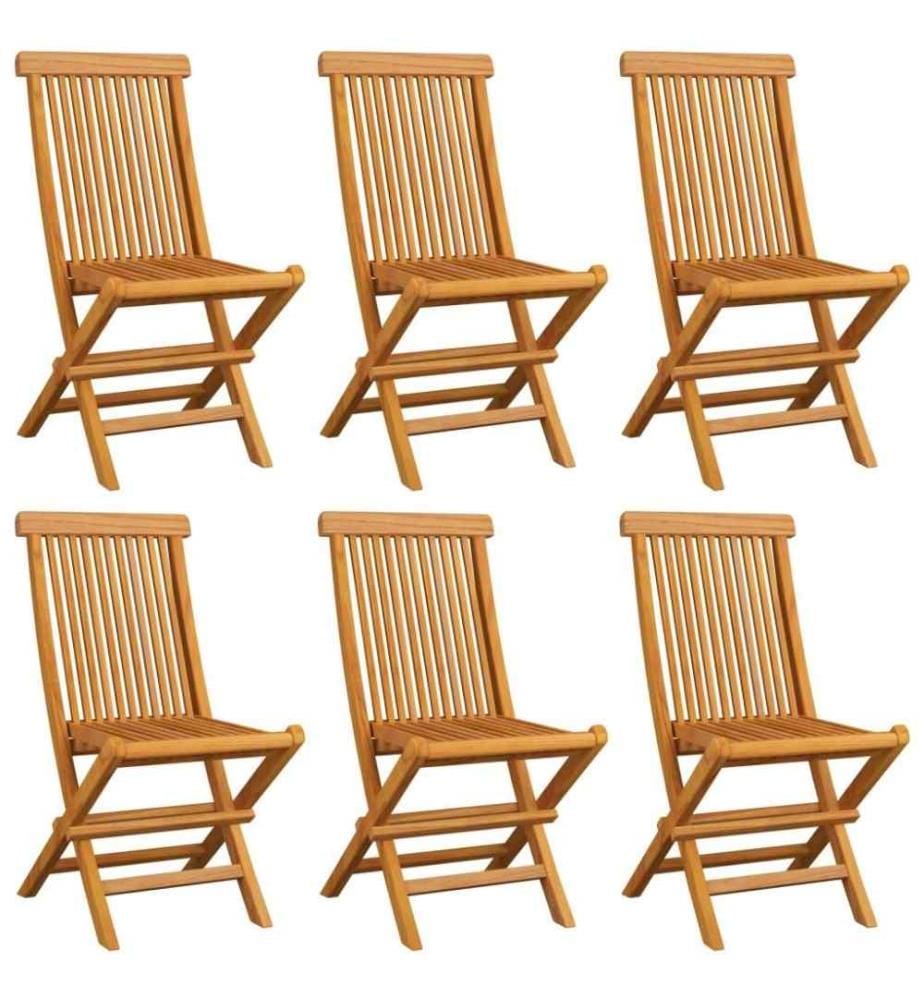 Gartenstühle mit Anthrazit Kissen 6 Stk. Massivholz Teak