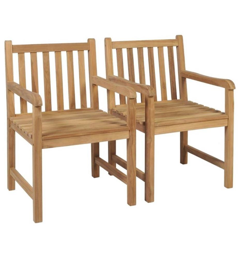 Gartenstühle 2 Stk. mit Beige Kissen Massivholz Teak