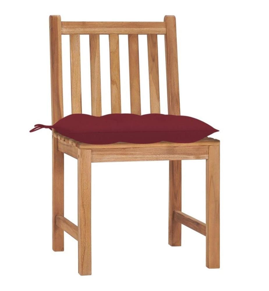 Chaises de jardin 4 pcs avec coussins Bois de teck massif