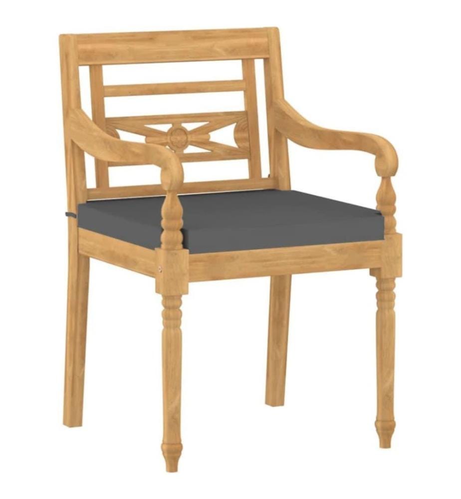 Batavia-Stühle 6 Stk. mit Kissen Massivholz Teak