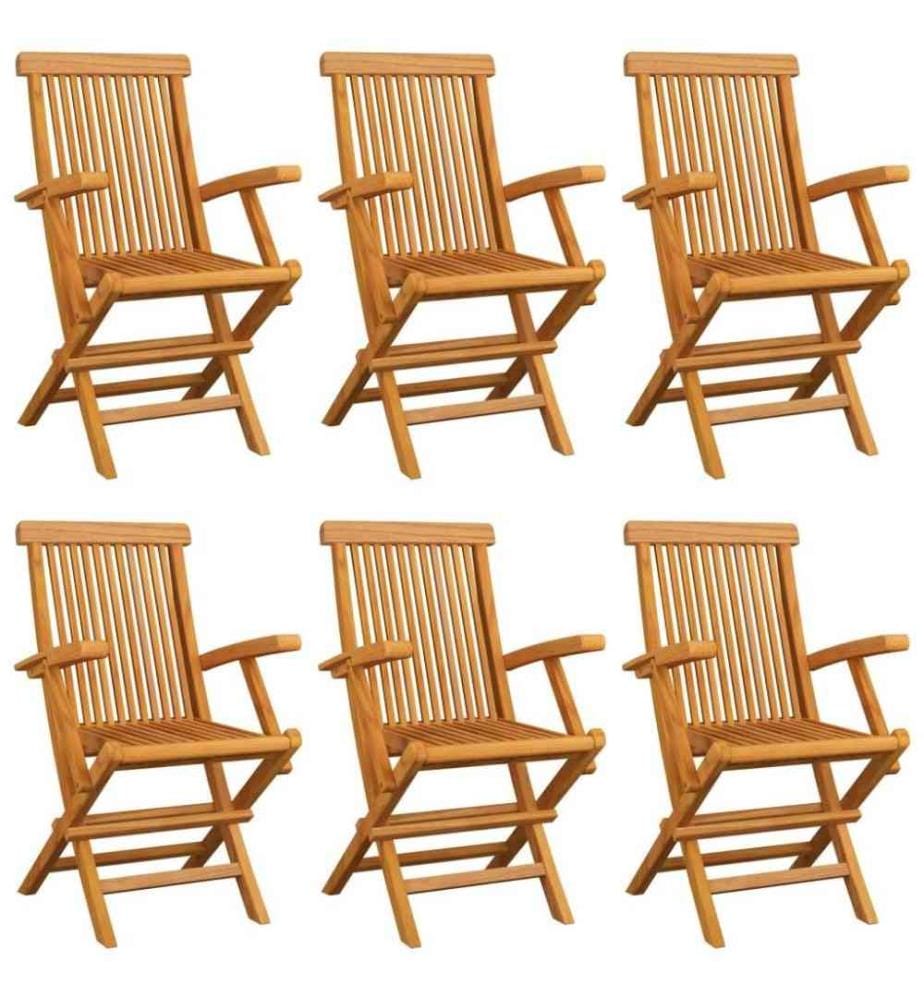 Gartenstühle mit Roten Kissen 6 Stk. Massivholz Teak