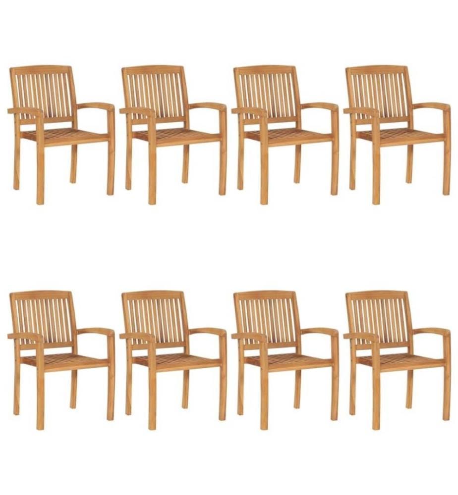 Chaises de jardin empilables avec coussins 8 pcs Teck solide