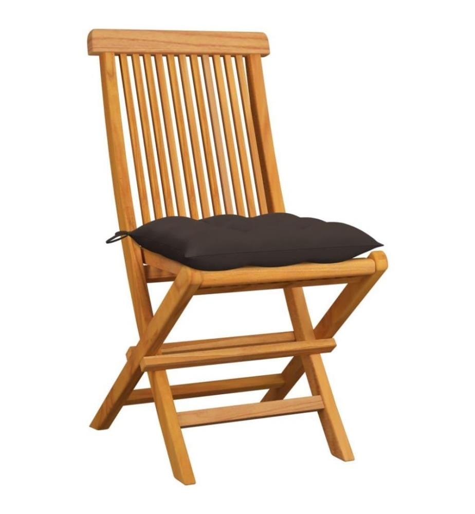 Chaises de jardin avec coussins taupe 6 pcs Bois de teck massif